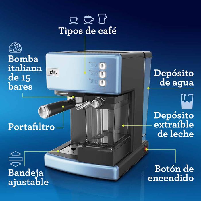Cafetera automática de espresso celeste Oster® PrimaLatte™ BVSTEM6603CC -  ostercl