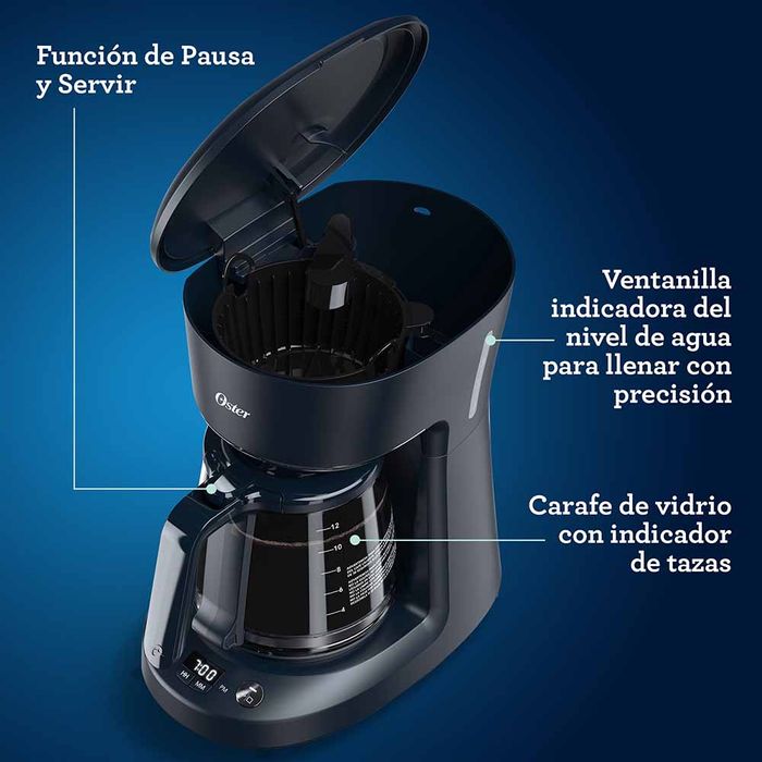 Cafetera programable Oster® de 12 tazas negra con auto apagado BVSTDCP12B -  ostercl
