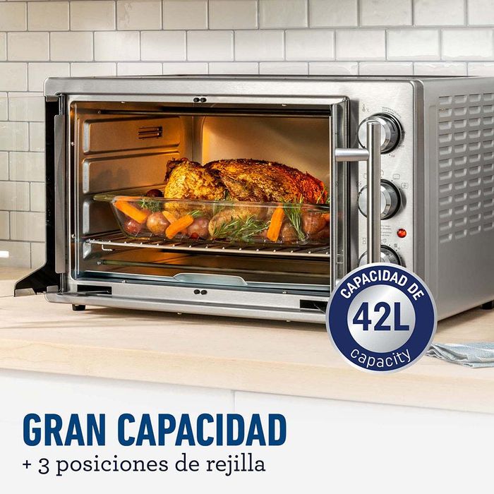 Horno con freidora de aire Oster® de 42 litros de puertas estilo francés  TSSTTVFDMAF - ostercl