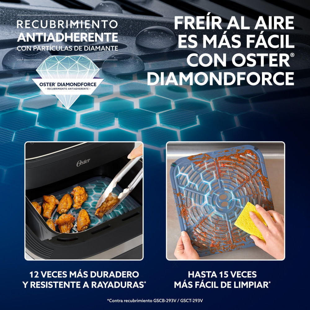 Freidora de aire 8 en 1 Oster® UltraCrisp XL, 10  litros de capacidad, DiamondForce, negro, CKSTAF10UW110, foto 4