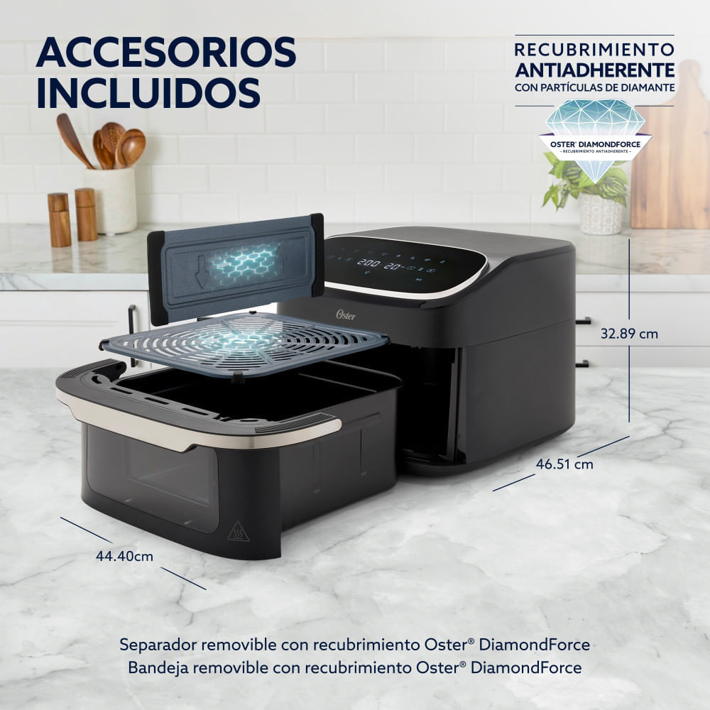 Freidora de aire 8 en 1 Oster® UltraCrisp XL, 10  litros de capacidad, DiamondForce, negro, CKSTAF10UW110, foto 8